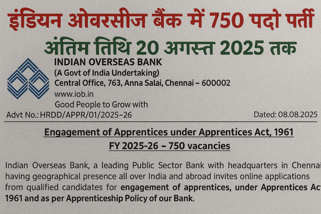 IOB Apprentice Recruitment 2025